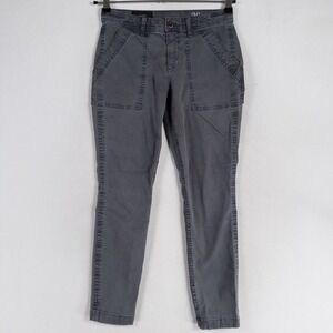 J. Crew Women's Skinny Washed Twill Utility Pants Size 26 Gray Stretch Mid Rise